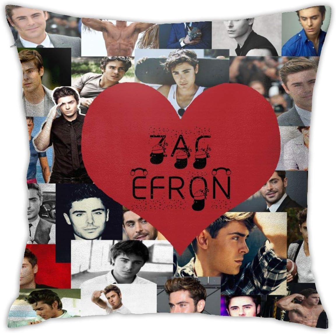 ZAZAHUI Lovely Zac Efron Pillow Case Casual Pillowcase Custom Cotton & Polyester Soft Square Zippered Cushion Throw Case Pillow Case Cover 18X18 (Twin Sides)