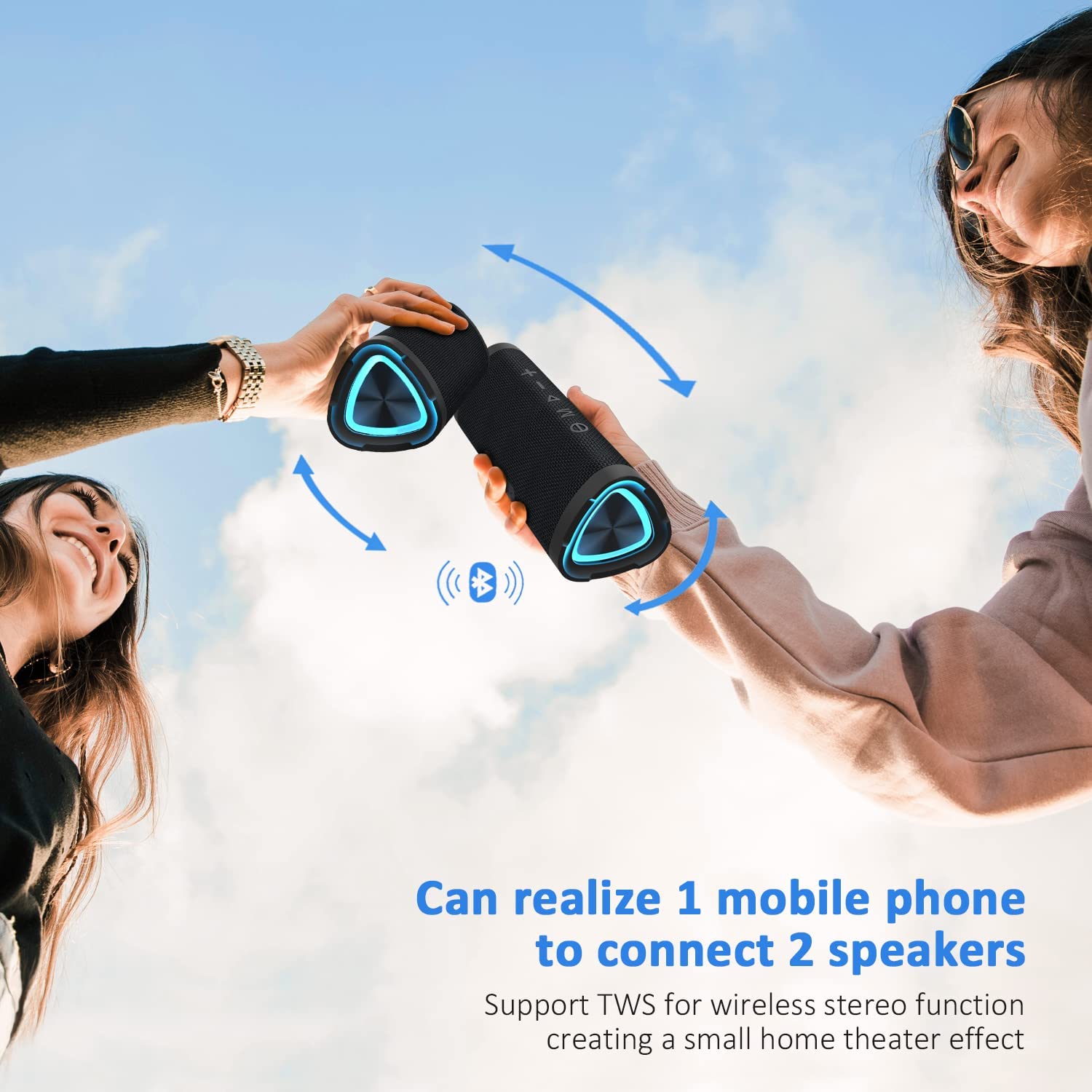 Vanzon V40 Portable Wireless Speaker V5.0 with 24W Loud Stereo Sound, 24H Playtime, TWS & IPX7 Waterproof, Suitable for Travel, Home