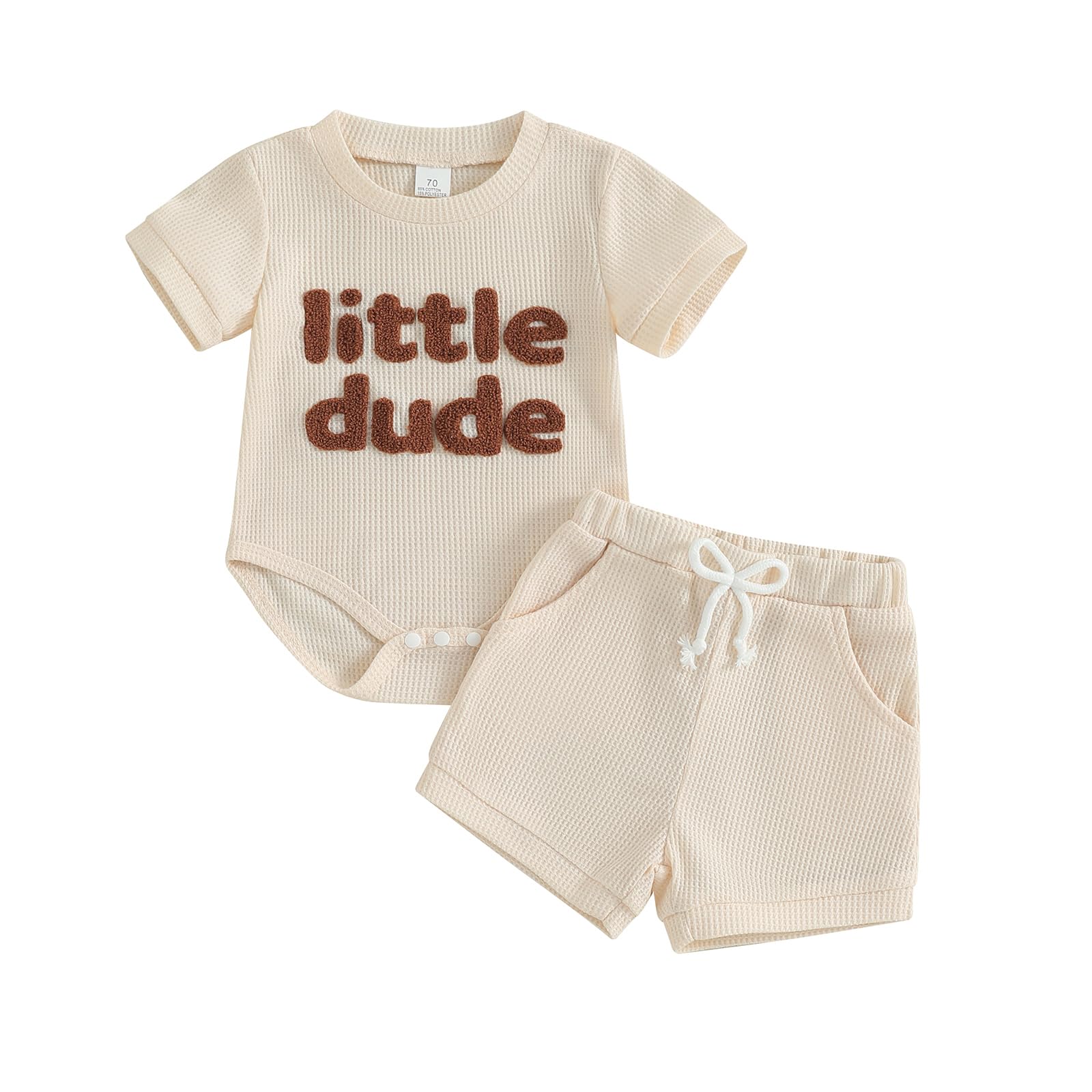 Photo 1 of 1pc only--Douhoow Baby Boy Summer Outfits Romper (Beige, 6-12 Months)