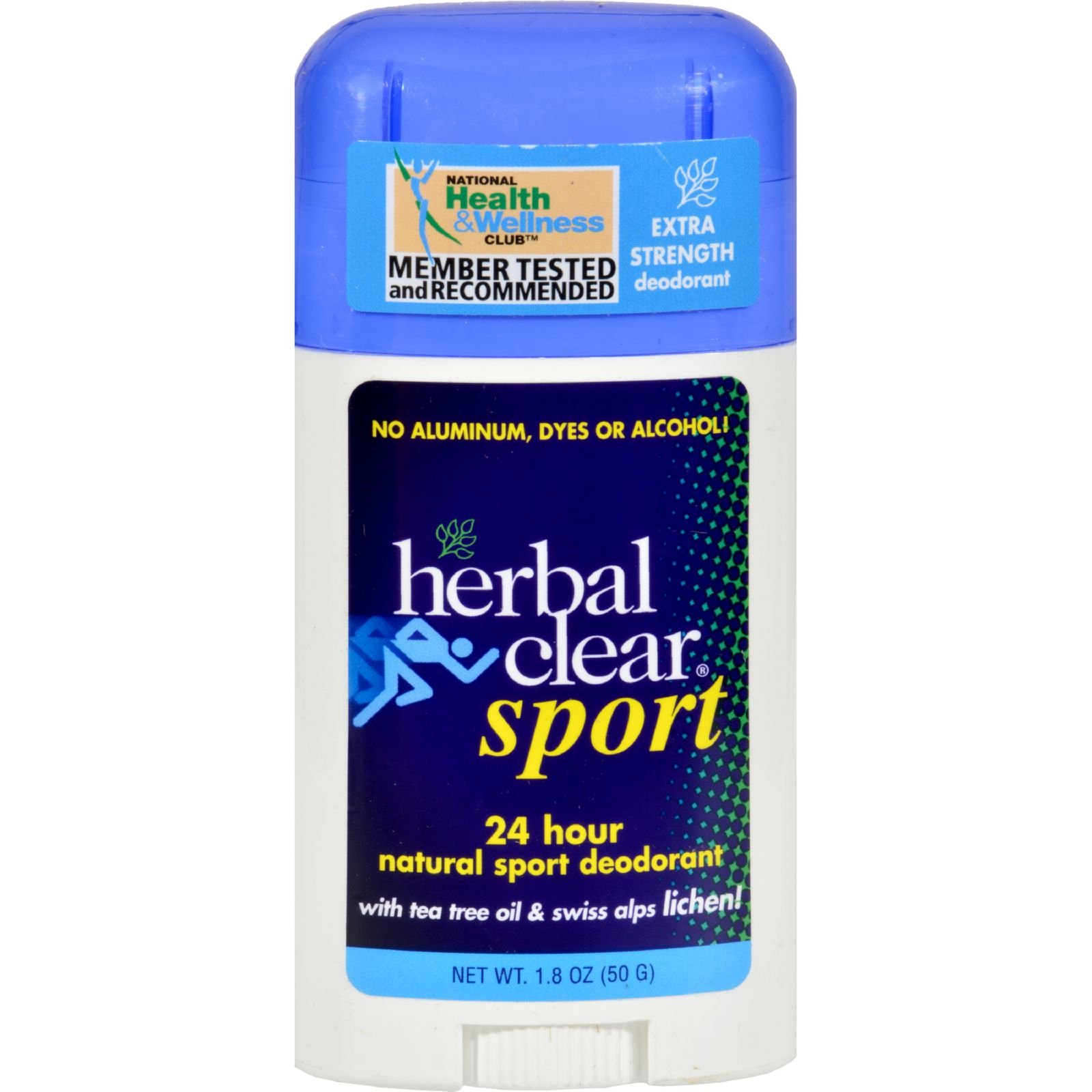 Herbal Clear 24 Hour Natural Sport Deodorant - Extra Strength - No Aluminum - 1.8 oz (Pack of 2)