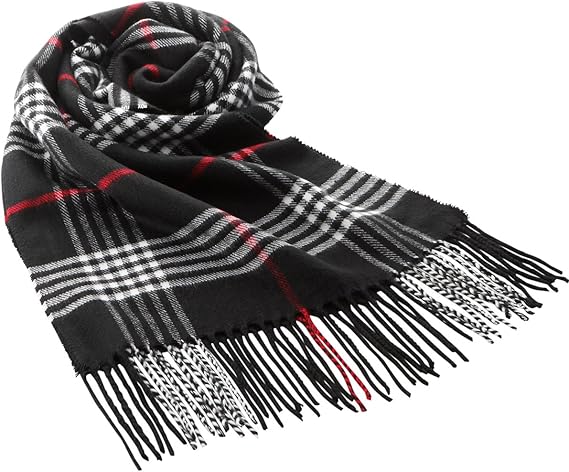 Amazon フランコ コレツィオーニ Franco Collezioni Fc カシミヤタッチチェックマフラー 黒 白赤 F ストール マフラー 通販