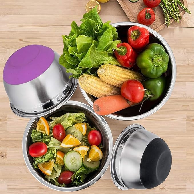 TeamFar - Juego de 6 cuencos de acero inoxidable para hornear con ...