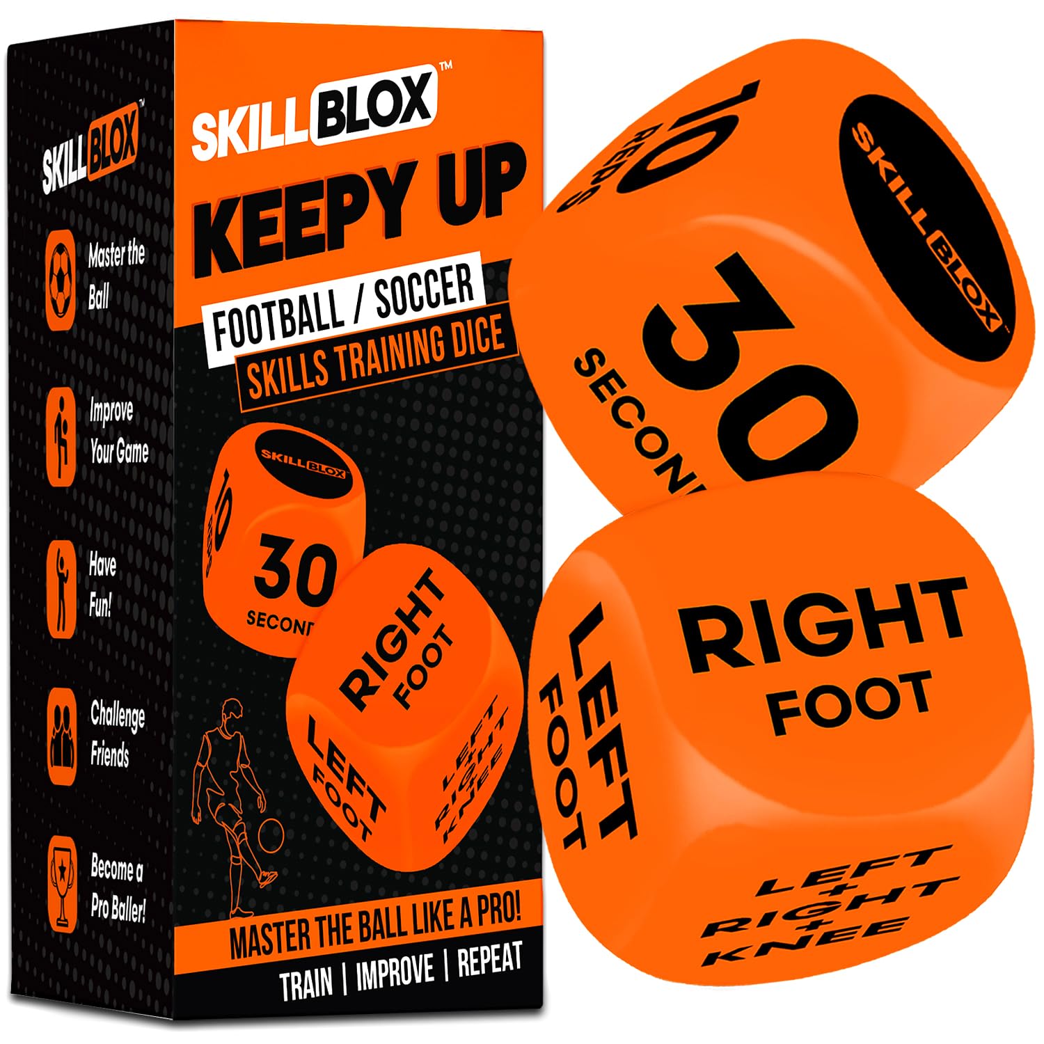 Skill Blox Football Gift for Boys – Keepy Up Training Dice Game (2 Pack) – Fun Football Skill Training Game for Kids, Boys & Girls 8–12