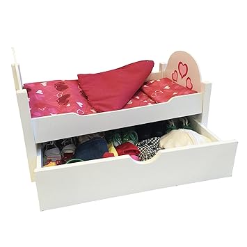 Wooden Doll Bed with Trundle Fits 18 Inch Dolls