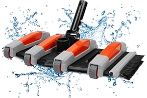 TidyMister Heavy Duty Pool Vacuum Head with Side Brush & Wheels for Vinyl Liner Professional Weighted Swimming Pool Vac Cleaner Heads for Inground & Above Ground Pool - Orange