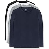 Brix 4 Pack Boys Long Sleeve Shirts Cotton Basic Tees Youth Layering T-Shirts Tagless