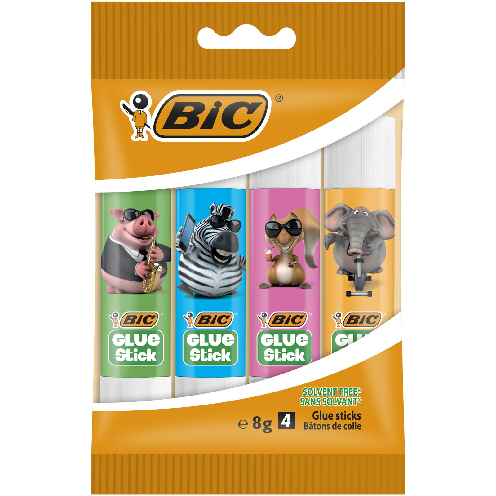 Bic 950640 Decorated Lock Pack of 4 Glue Stick 8g