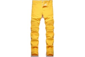 RXXKKK Men's Classic Zipper Biker Regular Fit Flex Jean