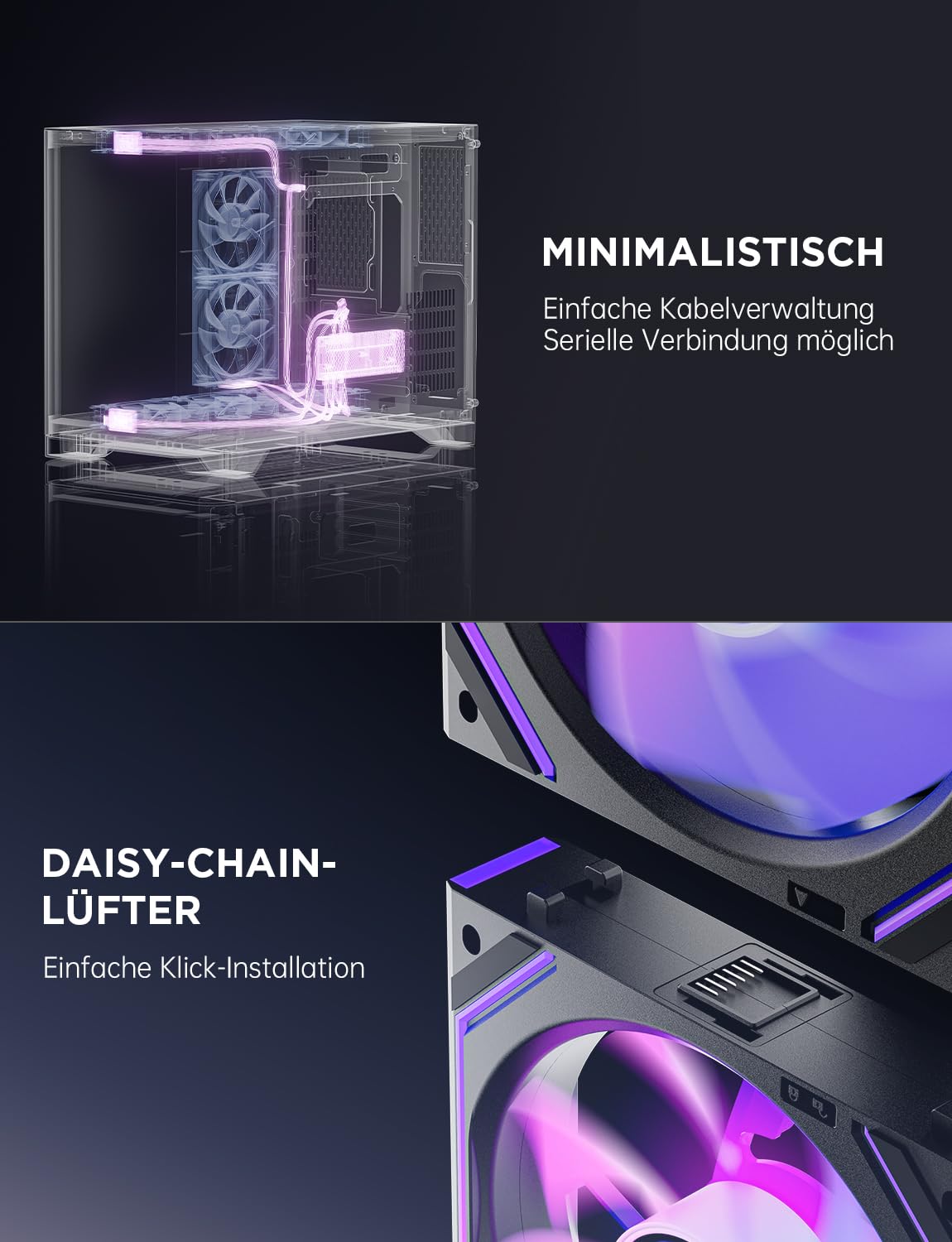 AsiaHorse DAWN Pro RGB PC Lüfter 120MM Reverse Gehäuselüfter 3 Stück, ARGB Daisy Chain PC Lüfter [Infinity Mirror] [HDB] 71 CFM/1850 RPM/2.6MMH2O 4 Pin PWN & 5V 3Pin ARGB für Asus Aura ASRock GIGABYTE 6