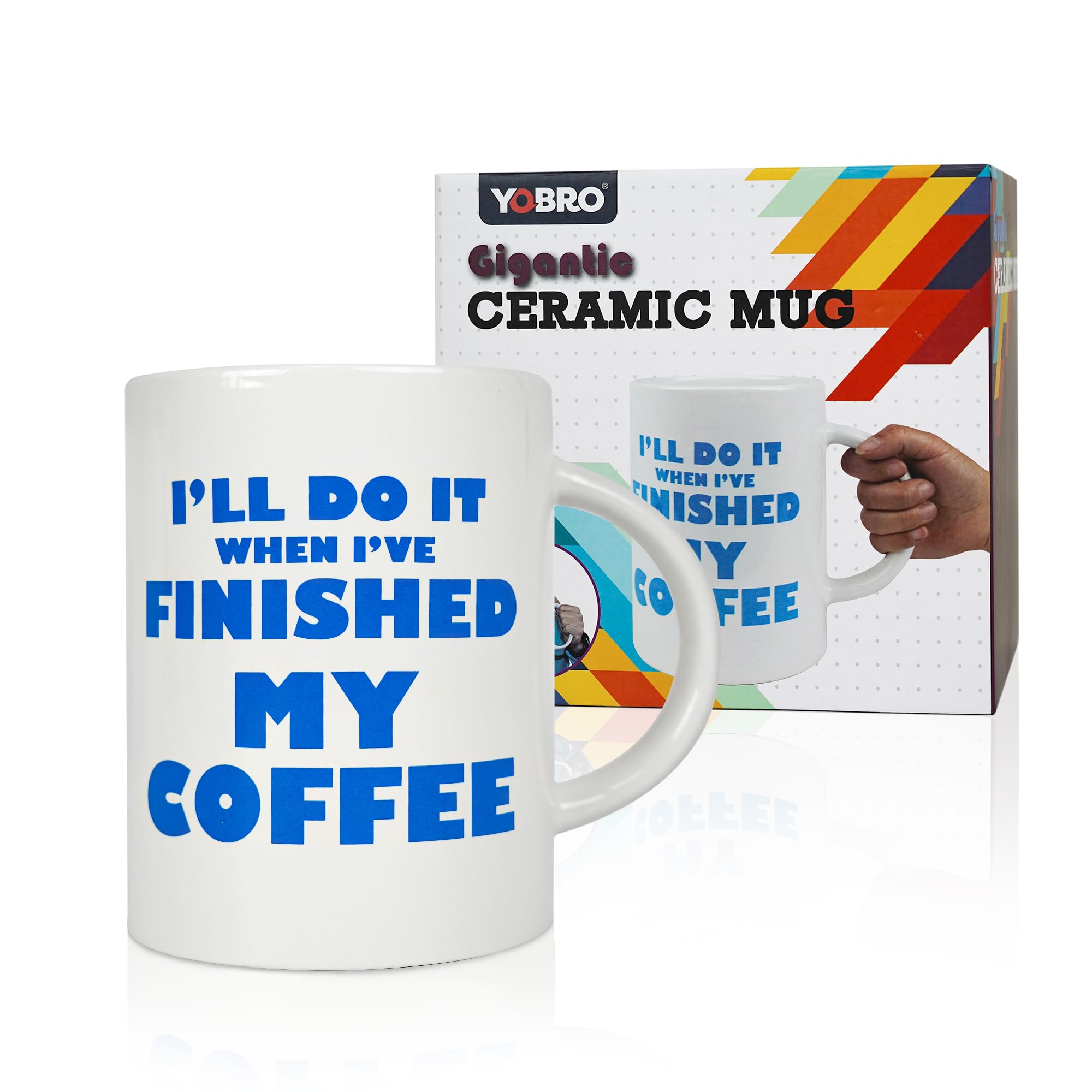 Photo 1 of YOBRO 67 oz Extra Large Ceramic Coffee Mug, Giant Funny Novelty Cup, Oversized Mug for Coffee Lovers, Ideal for Father's Day, White Elephant & Office Gifts, Blue