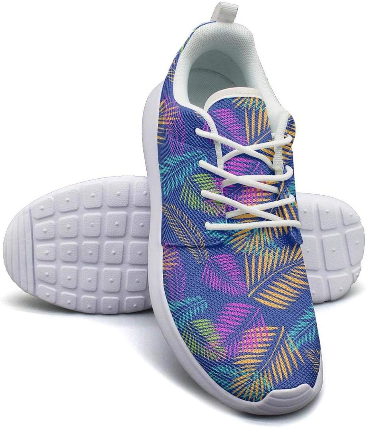 Palm tree leaves seamless pattern tropical white Casual Sneakers for
