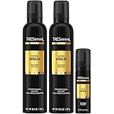 TRESemmé Shaping Mousse, Extra Hold 2-Pack + Travel-Size Bottle – Moisturizing Hair Mousse for Sculpting, 24H Frizz Control (3 Piece Set)