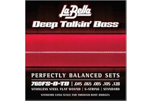 La Bella 760FS-B-TB Deep Talkin' Stainless Steel Flat Wound - Standard, Through Body Bass Guitar Strings 45-128
