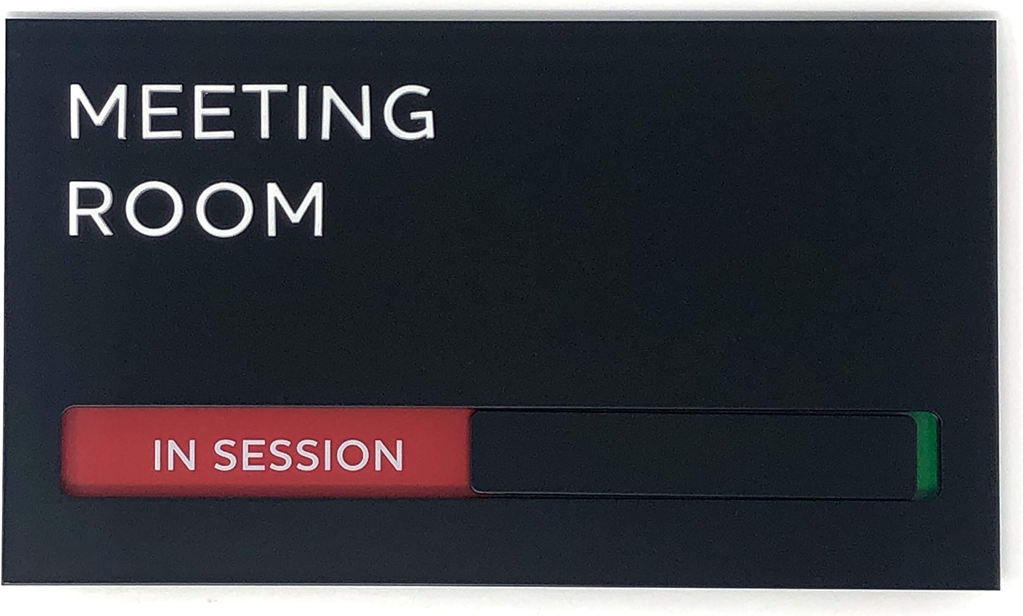 Kubik Letters Meeting Room Sign with Slider for Dual Messages Room Status (in Session or Occupied)