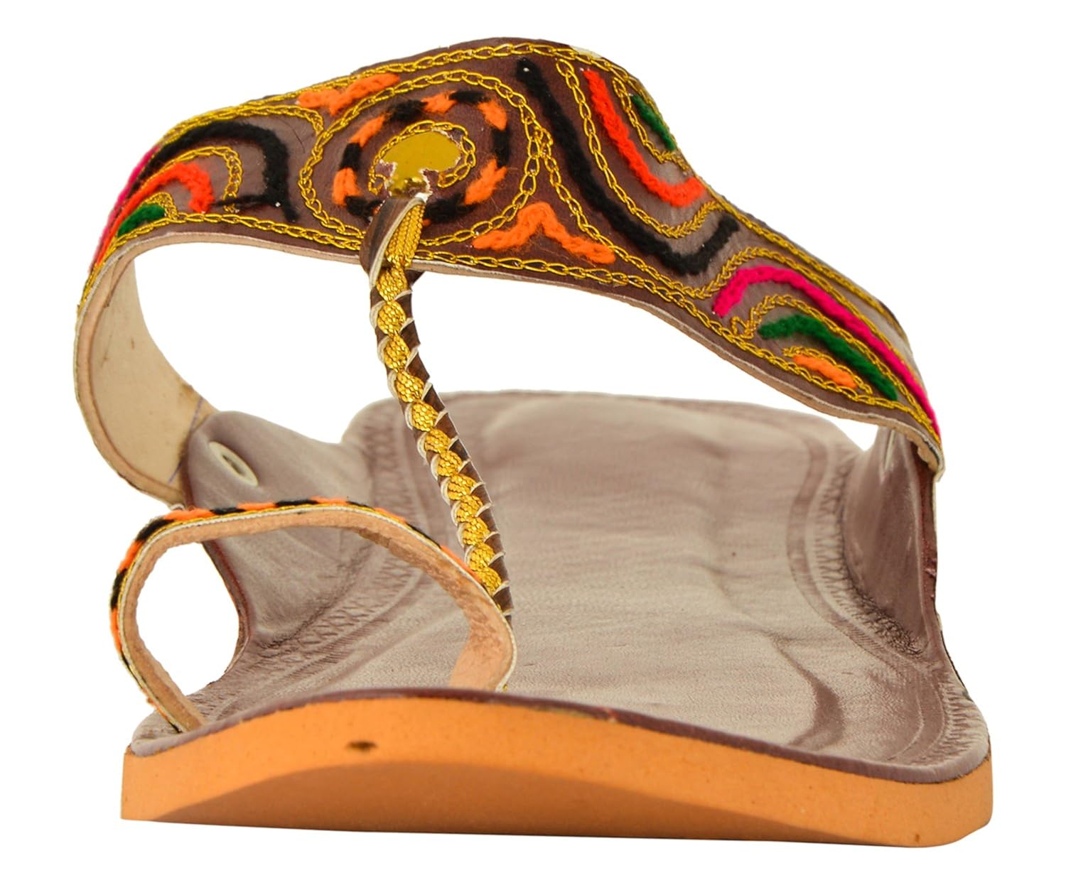 women's brown colore leather kolhapuri slipper