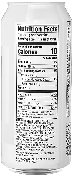 AMAZON BRAND – SOLIMO SILVER ENERGY DRINK, SUGAR FREE, 16 FL OZ (PACK OF 12)