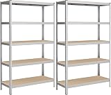 SONGMICS 5-Tier Heavy-Duty Shelving Set of 2 60 x 120 x 200 cm Silver GLR060E02