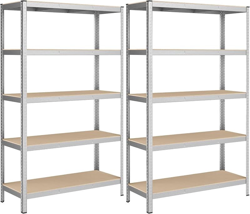 SONGMICS 5-Tier Heavy-Duty Shelving Set of 2 60 x 120 x 200 cm Silver GLR060E02