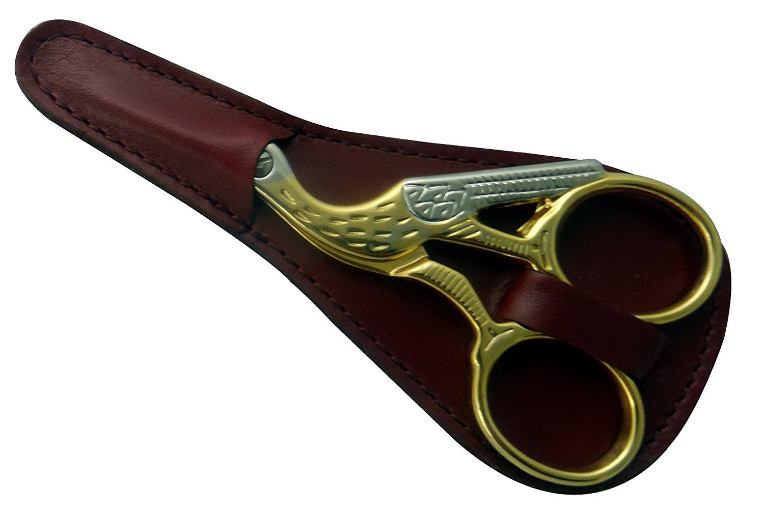 Tenartis 376 3½" Professional Stork Embroidery Scissors with Burgundy Scabbard - Made in Italy