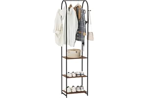 Cerlyunzan Garment Rack, Coat Rack With 3 Shelves and 4 Hooks, 71" H Clothes Stand For Hanging Clothes, Hanging Rod For for B