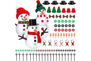 EABUY Snowman Kits, 95 PCS Snowman Craft for Kids,Snowman Decorating Kit Includes 45 Christmas Buttons, 10 Tiny Top Hats, 20 Tiny Hands, 10 Mini Carrots Noses