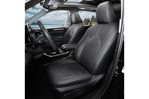 FEINEPRO Car Seat Covers Customized for Toyota Highlander 2020-2025 7 Seats Full Set Faux Leather Seat Covers for SUV -3-Row Second Row Captain's Chairs - Black