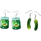 Funny Sauce Bottle Pickle Earrings Cute Cucumber Drop Dangle Earrings for Women Simulated Cartoon Salad Dressing Bottle Earrings Christmas Jewelry Gift