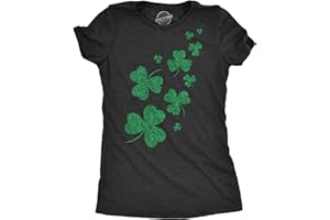CRAZY DOG T-SHIRTS Women’s St Patricks Day T Shirt – Glitter Shamrock Graphic Tee, Funny Irish Clover Top