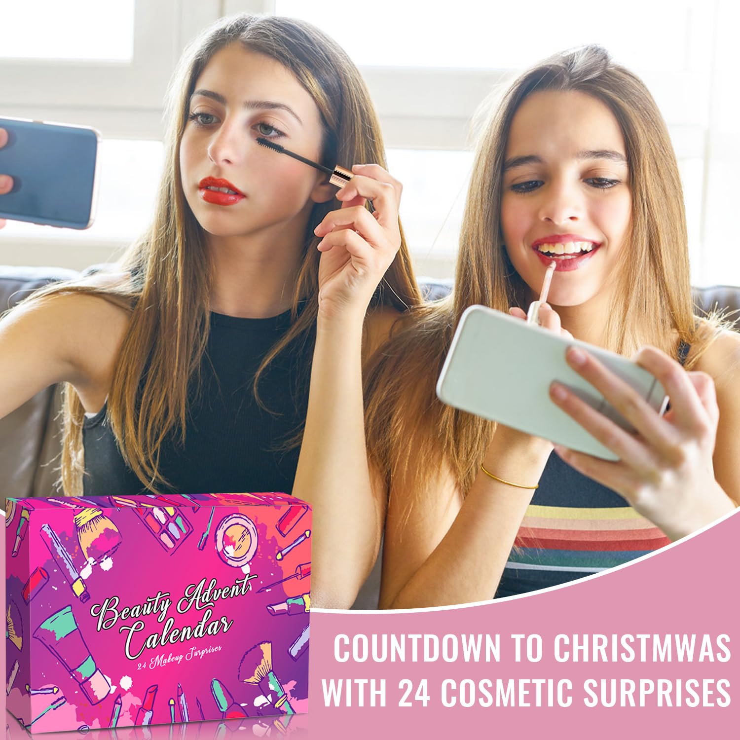 Makeup Advent Calendar 2025 Teen Girls Women Beauty Countdown Calendar Christmas Gifts for Women Teen Girl Trendy Stuff Unique Makeup Set Gifts Mascara Lipstick Blush Eyebrow Gel Eyeshadow