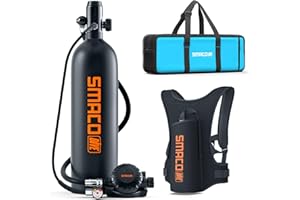 SMACO Mini Scuba Tank 1.9L Capacity Diving Oxygen Tank up to 30 Minutes Underwater Breathing Small Scuba Tank Kit with Portable Box S700 Scuba Cylinder for Underwater Entertainment/Diving Work