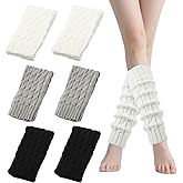 3 Pairs Leg Warmers for Women, Knitted Leg Warmers Knit Winter Thermal Warm Leg Warmer Long Socks Boot Cuffs for Women Girls