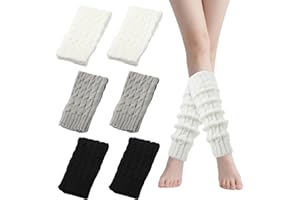 3 Pairs Leg Warmers for Women, Knitted Leg Warmers Knit Winter Thermal Warm Leg Warmer Long Socks Boot Cuffs for Women Girls