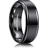 Jstyle Tungsten Wedding Rings for Men Women 8MM Mens Wedding Band Black/Silver/Gold Mens Rings, Matte Surface Polished Edge Engagement Promise Men Ring Jewelry Comfort Fit 6-14