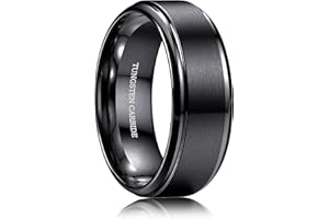 Jstyle Tungsten Wedding Rings for Men Women 8MM Mens Wedding Band Black/Silver/Gold Mens Rings, Matte Surface Polished Edge Engagement Promise Men Ring Jewelry Comfort Fit 6-14