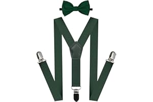 A&J DESIGN Suspenders and Bow Tie Set Boys and Girls Adjustable Suspenders Bow Tie Formal Occasions 5 Months - 14 Years Up