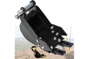 DANWIWEE Mini Excavator Bucket 7.78in Excavator Attachments, 200mm Narrow Digging Buckets, Hole Diameter 0.98in, Center Wheelbase 3.54in, Bucket Metal Trenching Digger with Metal Teeth
