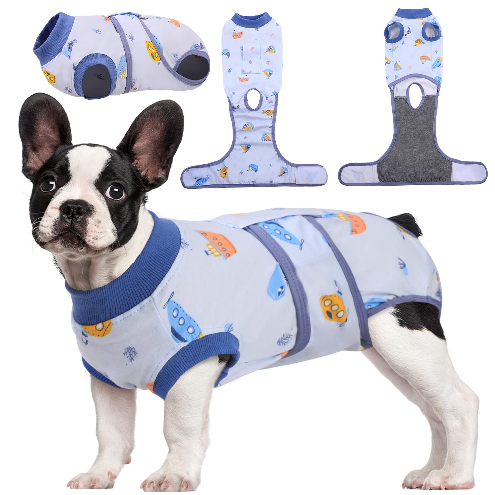 Kuoser Dog Surgery Recovery Suit, Dogs Recovery Suits Female Spay and Male Neuter for Post-Op Care, Soft Puppy Onesie Surgery Cone alternative Prevent Licking, Boat S — image 1