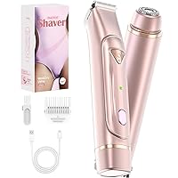 Dermave Bikini Shaver - Bikini Trimmer for Women, Waterproof Electric Dual Head Shaver (Pink)