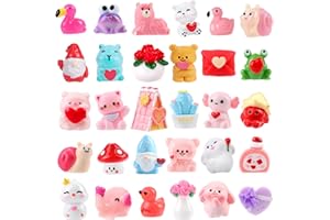 Natonhi 44Pcs Valentine's Day Mini Resin Figures, Cute Small Valentines Miniature Figurines with Love Heart Bear Frog Mini Re