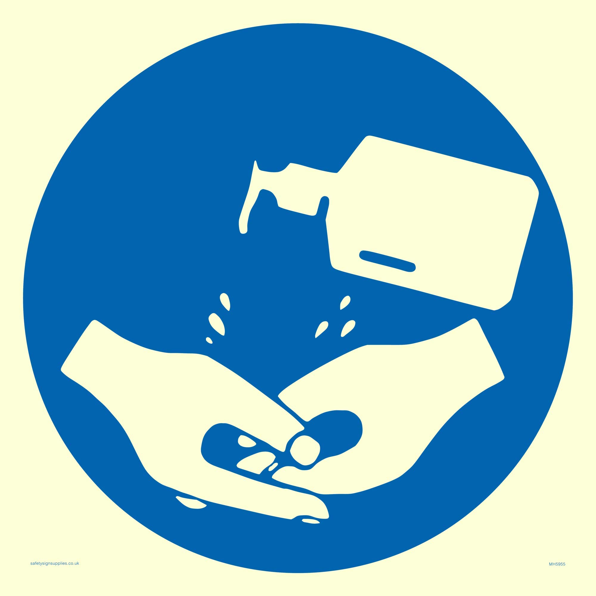 Hand sanitiser symbol sign - Vinyl Photoluminescent sticker