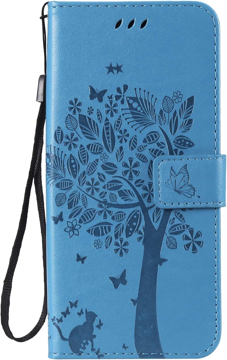 Samsung Galaxy S10 Plus Case, PU Leather Wallet Phone Cover Cat & Tree Pattern Flip TPU Shockproof Shell Slim Protective Case for Samsung S10 Plus/S10+ with Card Holder Magnetic Closure - Blue