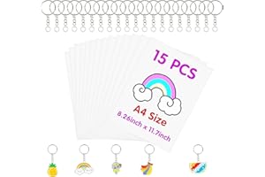 FASBET 135pcs Big Size Heat Shrinky Paper Keychain Kit with 120pcs Keychains Accessories and 15pcs A4 (11.7''x8.3'') Clear Heat Shrinky Art Film Paper for Making Creative Craft Handwork Keychain Kit