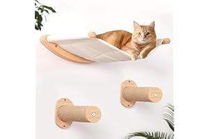 EPAWPA Cat Wall Hammock with Two Steps, Wall Mounted Cat Funiture with Stable Shelves and Perches for Sleeping, Playing, Climbing and Lounging