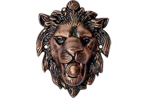 Akatva Lion Shaped Doorbell Button Replacement – Solid Brass Doorbell Ringer Button – Vintage Lion Decorative Bell Push Button with Rustic Handmade Design – Antique Copper Finish