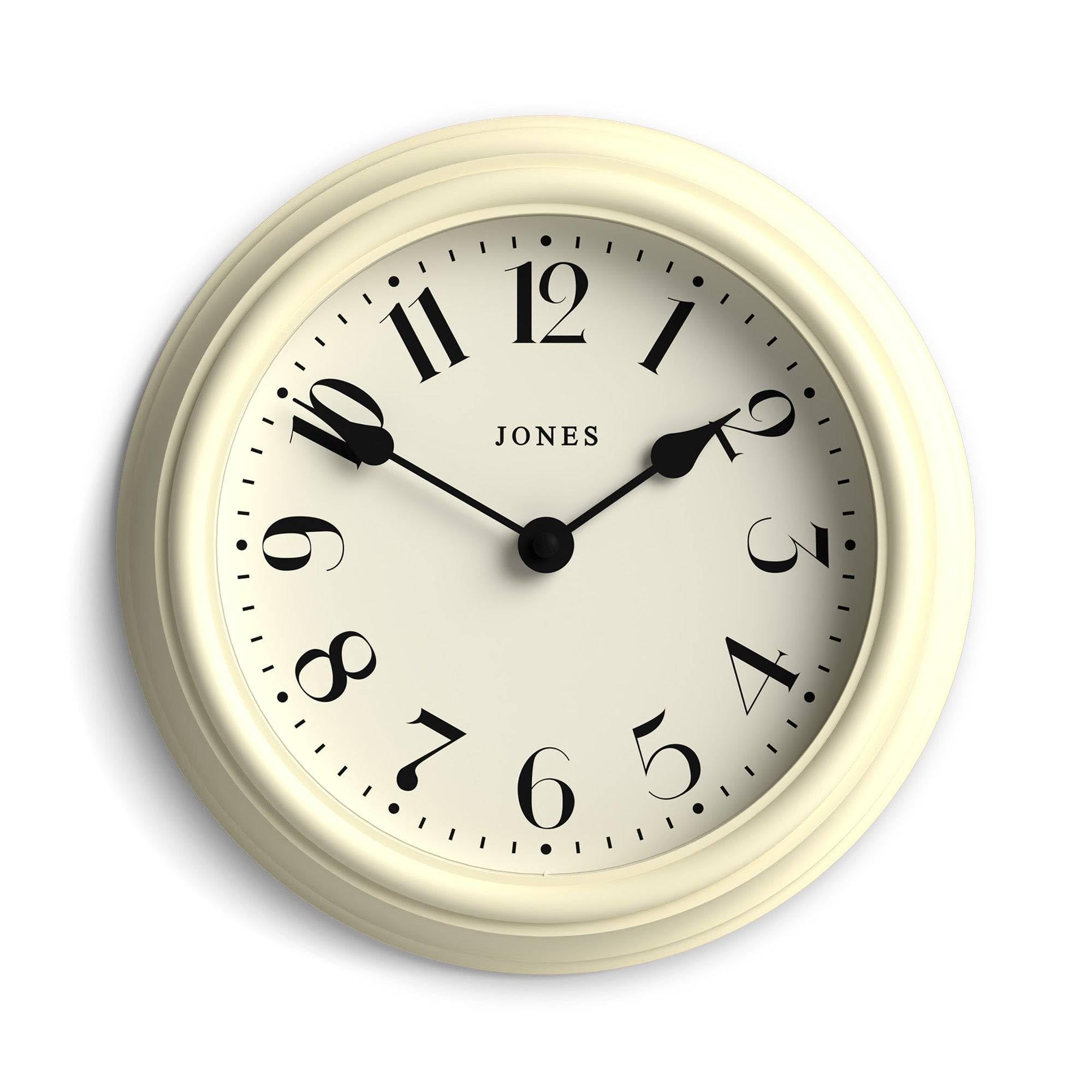 Jones Clocks® Frieze wall clock | Small elegant classic round clock | 23cm | Cream | Pretty design ideal for the kitchen, living room, bedroom, large or small spaces