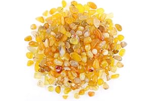 WAYBER Natural Yellow Agate Pebbles, 1 Lb/460g Decorative Rocks Non-Toxic Crystal Stone Irregular Quartz Gemstone Crushed Pieces Tumbled Stone Chips for Jewelry Making/Home Decoration