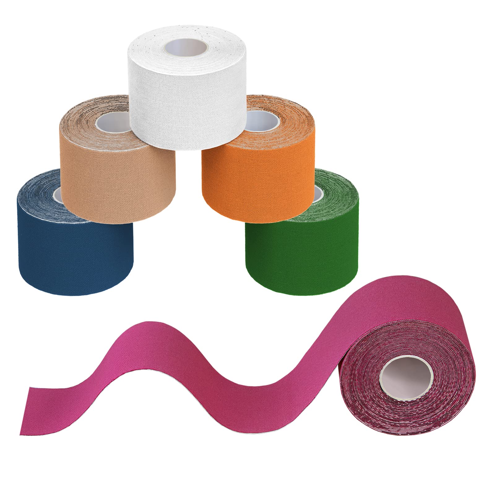 BB Sport 6 Rolls Kinesiology Tape 5 m x 5 cm Many Colors E-Book Application Examples Muscle Support Elastic Strapping Tape, Colour:Multicoloured