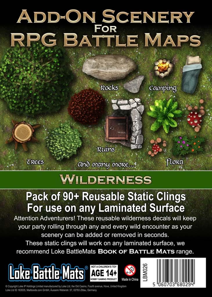 Loke BattleMats RPG Map Stickers - Wilderness (2 to 10 Players, 14+)