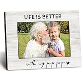 DUXMNAMG Pop Pop 4x6 Picture Frame, Grandkids Photo Frame, PopPop Gifts for Grandpa, Gifts for PopPop Fathers Day from Grandchildren, Life Is Better with My Pop Pop Picture Photo Frames for Desk Decor