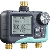RAINPOINT 3‑Zone Water Timer, Brass Inlet &amp; Outlet, 2027 Upgraded Enhanced Waterproof LCD, 3 Custom Watering Plans, IP65 Sprinkler Timer, Rain Delay, Manual‑Automatic Watering for Yard Lawn Greenhouse